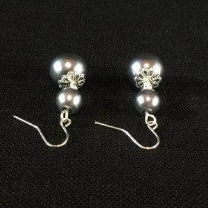 Black 'Pearl' Drop Earrings